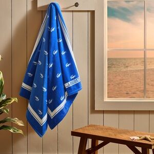 Lacoste Royal Blue Bath Towel with White Accents